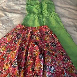 Zara Bright Green jumpsuit and handmade Disney skirt 6